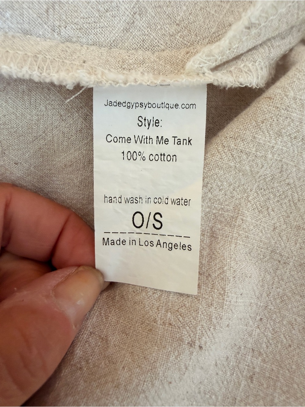 Jaded Gypsy "Come with Me" Light Beige Cotton Frayed V-Neck Camisole Tank Top OS - Picture 7 of 9